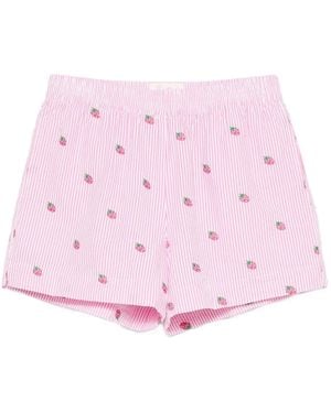 Mc2 Saint Barth Gestreifte Meave Shorts mit Erdbeermotiv - Pink