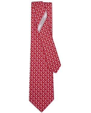 Ferragamo Corbata De Seda Con Elefante Estampado - Rojo