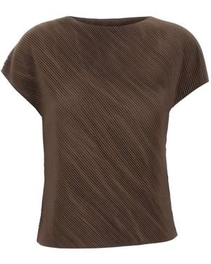 Vince Pleated Cap-Sleeve Top - Brown