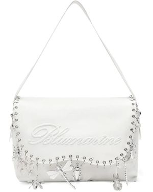 Blumarine Embroidery Insect-Charm Shoulder Bag - White