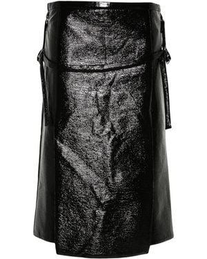 Courreges Logo-Embroidered Vinyl Midi Skirt - Black