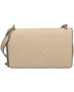 Calvin Klein Logo-Embossed Crossbody Bag - Natural