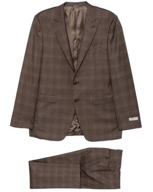 Canali Checked Suit - Brown