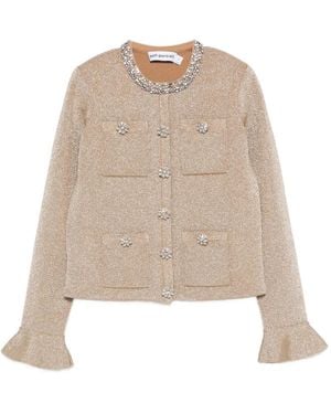 Self-Portrait Jacke mit Kristallverzierung - Natur