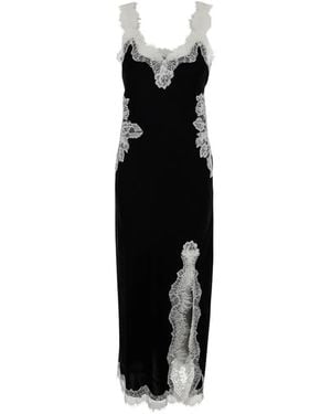 Gold Hawk Harper Lace-Trim Silk Maxi Dress - Black