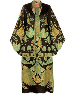La DoubleJ Magnifico Printed Silk-Twill Midi Dress - Green