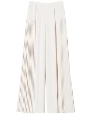 Twinset Pleated Georgette Palazzo Trousers - White