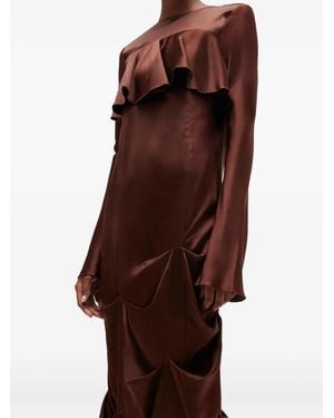 Ganni Ruffled Maxi Dress - Brown