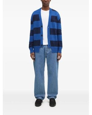 Aries Gestreifter Cardigan mit Knöpfen - Blau