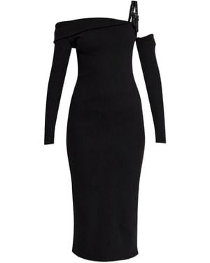 Versace Jeans Couture Buckle-Detail Midi Dress - Black