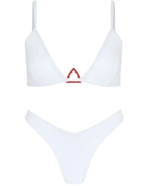 Let's Swim Top De Bikini Con Logo Shark - Blanco