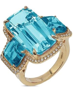 Goshwara 18K Gossip Diamond Topaz Rings - Blue