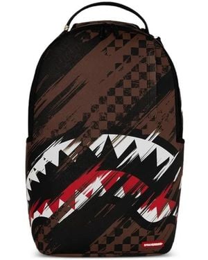 Sprayground Chequered Shark-Print Backpack - Black