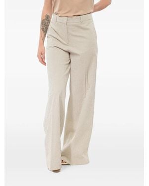 Ql2 Striped Wide-Leg Pants - Natural