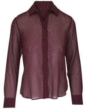 Nili Lotan Gaia Polka-Dot Button-Down Shirt - Purple