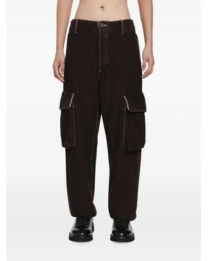 Uma Wang Paxton Contrast-Stitch Cargo Trousers - Black