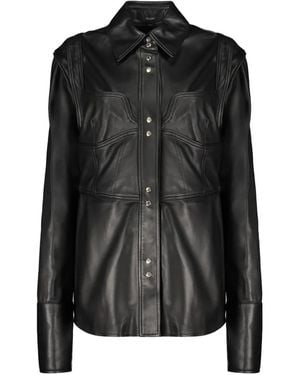 Ellery Panelled Calf Leather Shirt - Black