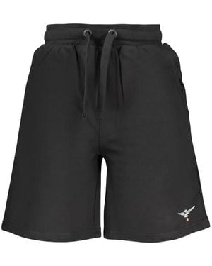 Aeronautica Militare Logo-Embroidered Drawstring Shorts - Black