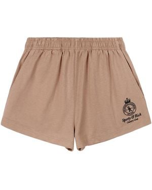 Sporty & Rich Logo-Embroidered Shorts - Natural