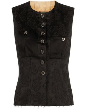 Uma Wang Panelled Floral-Jacquard Vest - Black