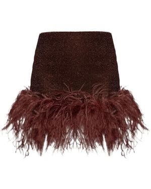 Oséree Feather Mini Skirt - Brown