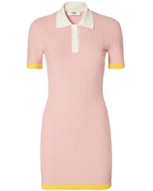 Fendi Ff Cotton And Silk Dress - Pink