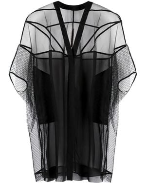 Rick Owens Edfu Tecuatl Sheer Silk Jacket - Black