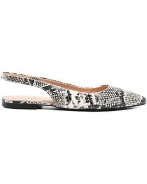 Love Moschino Slingback-Ballerinas mit Schlangen-Optik - Weiß