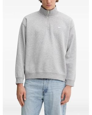 Levi's Quarter-Zip Logo-Patch Sweatshirt - Grey