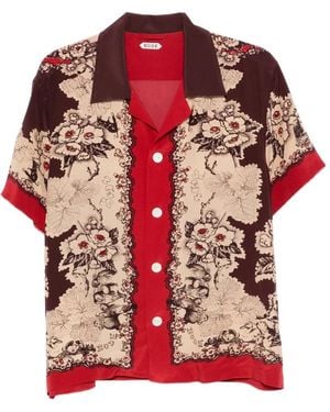 Bode Storybook Floral-Print Short-Sleeve Shirt - Red