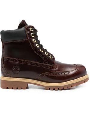Timberland Brogue-Detail Leather Boots - Brown