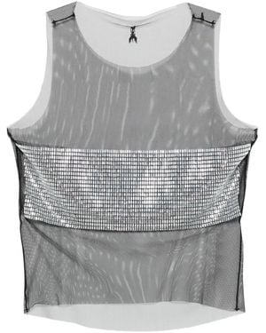 Patrizia Pepe Rhinestone-Embellished Tank Top - Grey