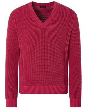 ZEGNA V-Neck Knitwear - Red