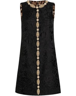 Dolce & Gabbana Ärmelloses Kleid Aus Blumenbrokat - Schwarz
