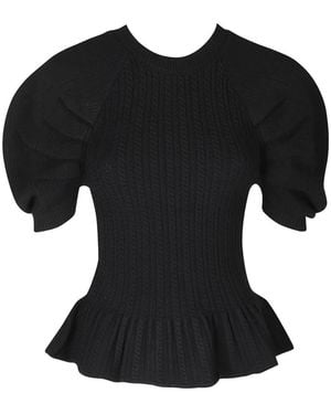 Blumarine Cable-Knit Peplum Jumper - Black