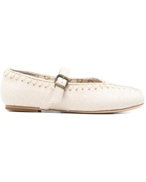 Mou Round-Toe Ballet Flats - Natural