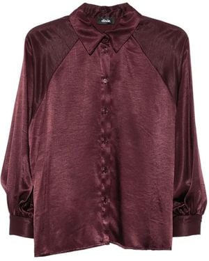 Dixie Satin-Finish Raglan-Sleeve Shirt - Purple