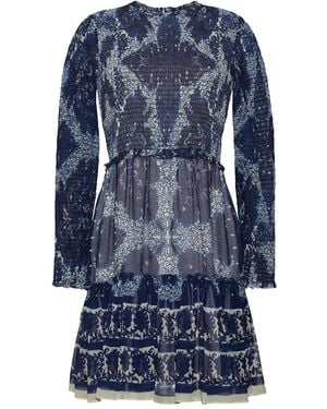 Cara Cara Smocked Ruffled Dress - Blue
