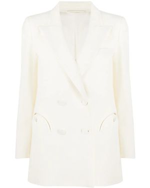 Blazé Milano Double-Breasted Silk Blazer - White