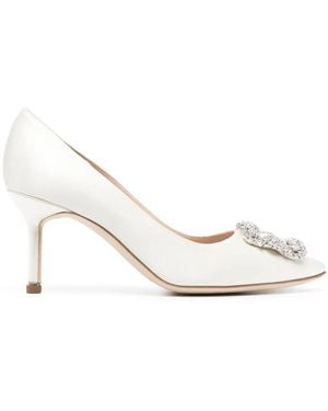 Manolo Blahnik Hangisi 90Mm Satin Court Shoes - White