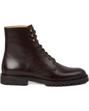 Brunello Cucinelli レザー コンバットブーツ - ブラウン