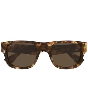 Gucci Havana-Pattern Square-Frame Sunglasses - Brown