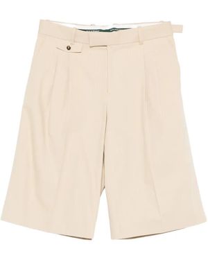 Drole de Monsieur Belt-Loops Pleated Shorts - Natural