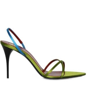 Saint Laurent Sandalias Justify Con Tira Trasera - Metálico