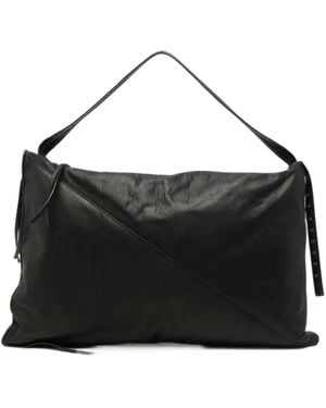 Isabel Benenato Oversized Panelled Leather Shoulder Bag - Black