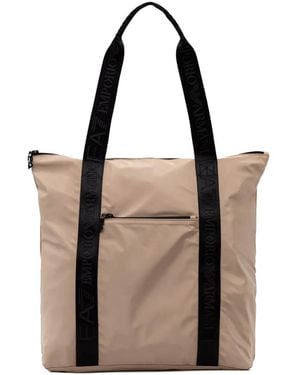 EA7 Logo-Print Zip-Fastening Tote Bag - Natural
