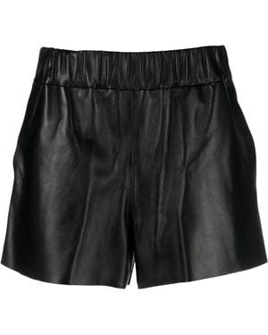 RED Valentino Elasticated Waist Leather Mini Shorts - Black