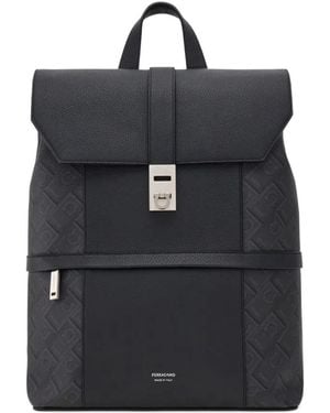 Ferragamo モノグラムジャカード バックパック - ブラック