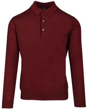 Fedeli Long-Sleeve Polo Sweater - Red
