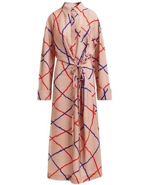 Essentiel Antwerp チェック マキシドレス - ピンク